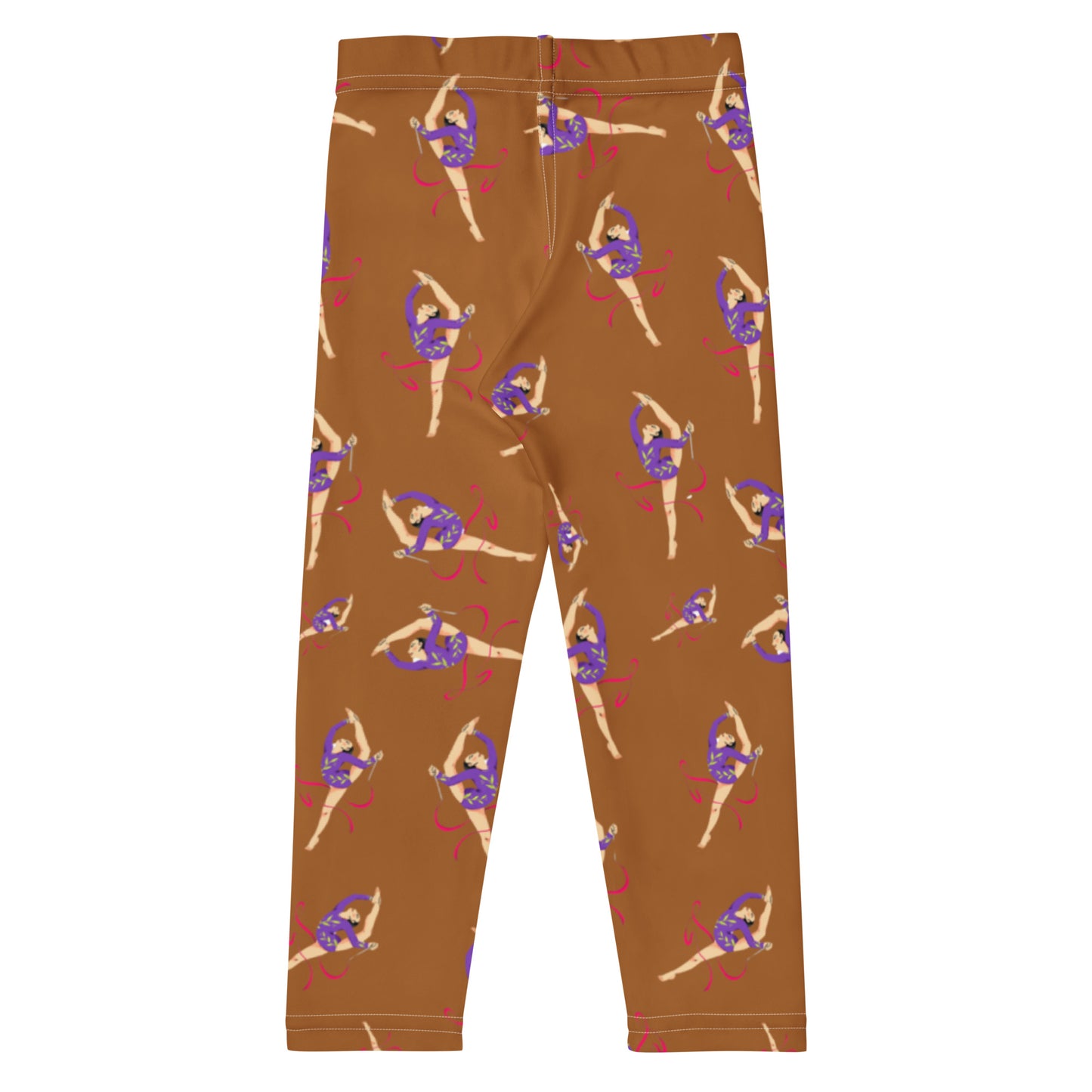 Legging pour petite fille – Caramel – Doux, extensible, toutes saisons – Motif Gymnaste Danseuse