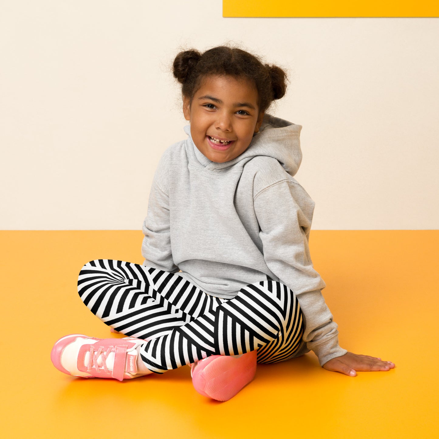Legging pour petite fille – Blanc & Noir à rayures – Doux, extensible, toutes saisons – Graphique