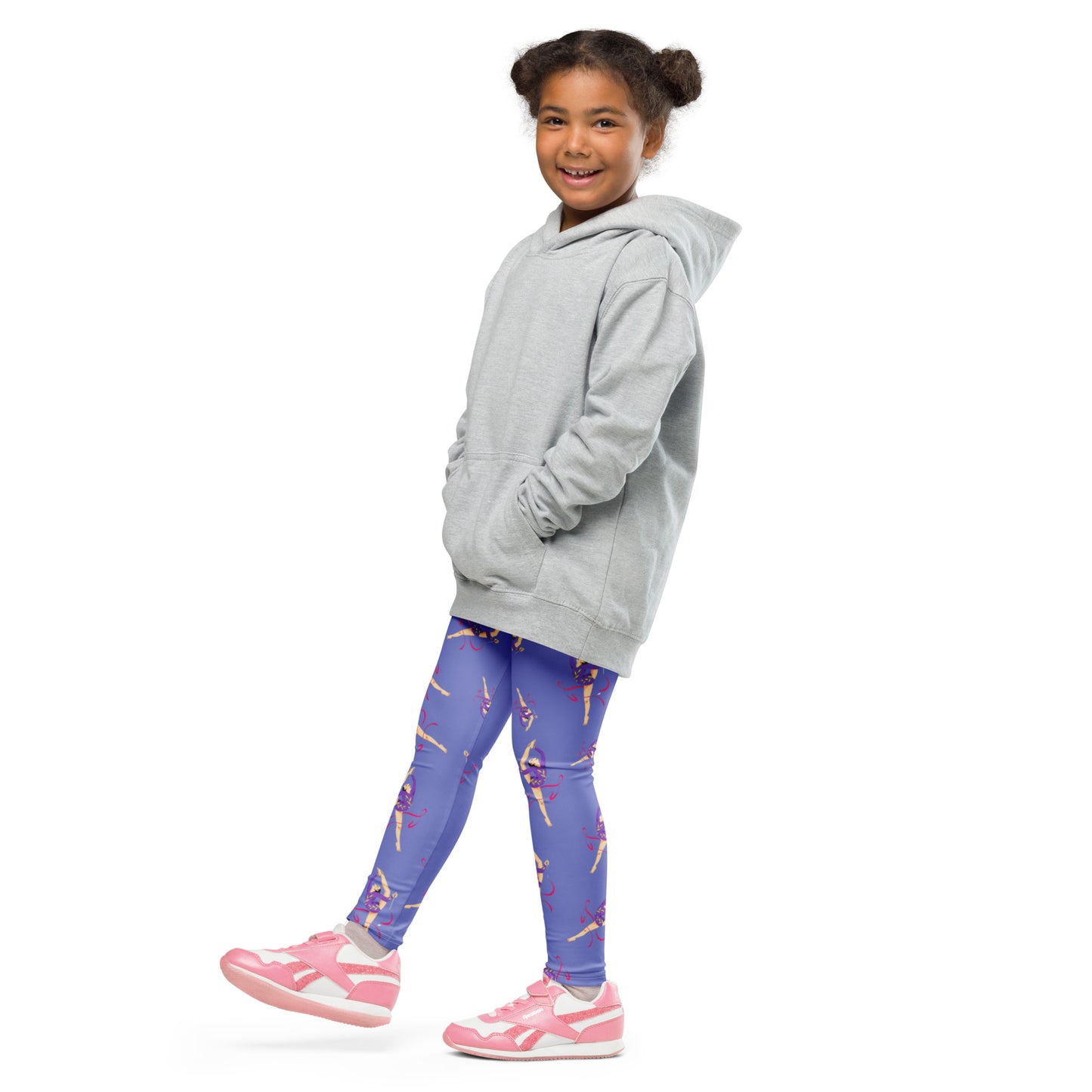 Legging pour petite fille – Lavande – Doux, extensible, toutes saisons – Motif Gymnaste Danseuse