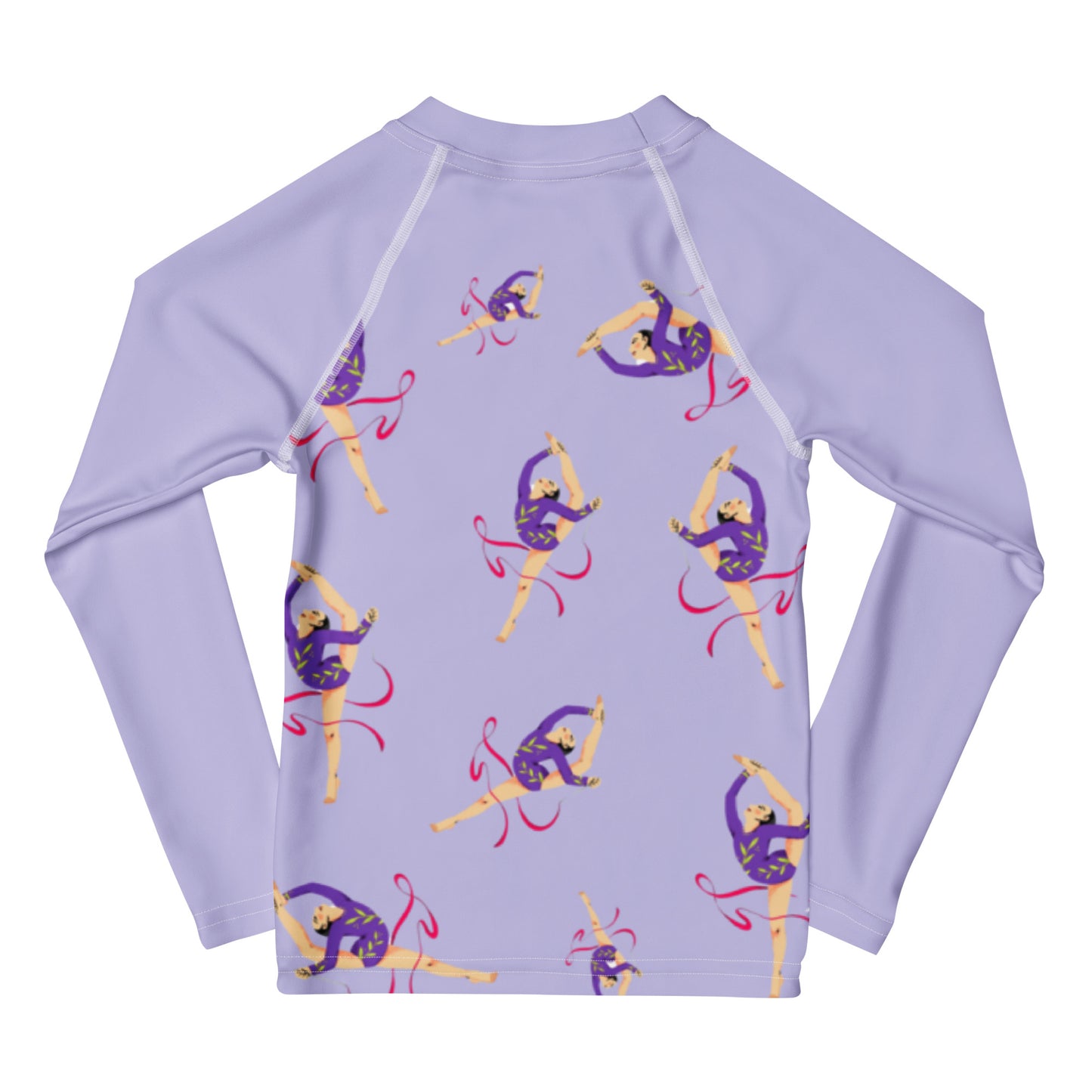 Rash guard pour petite fille – Lila – Compression légère, séchage rapide – Motif Gymnaste Danseuse