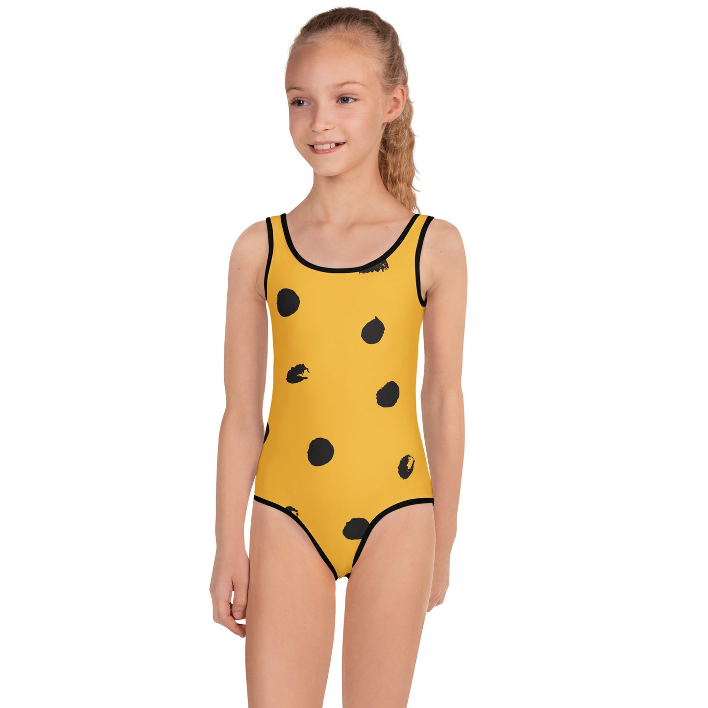 Maillot de bain 1 pièce pour petite fille – Jaune & Noir – Confort, maintien & séchage rapide – Imprimé Animal