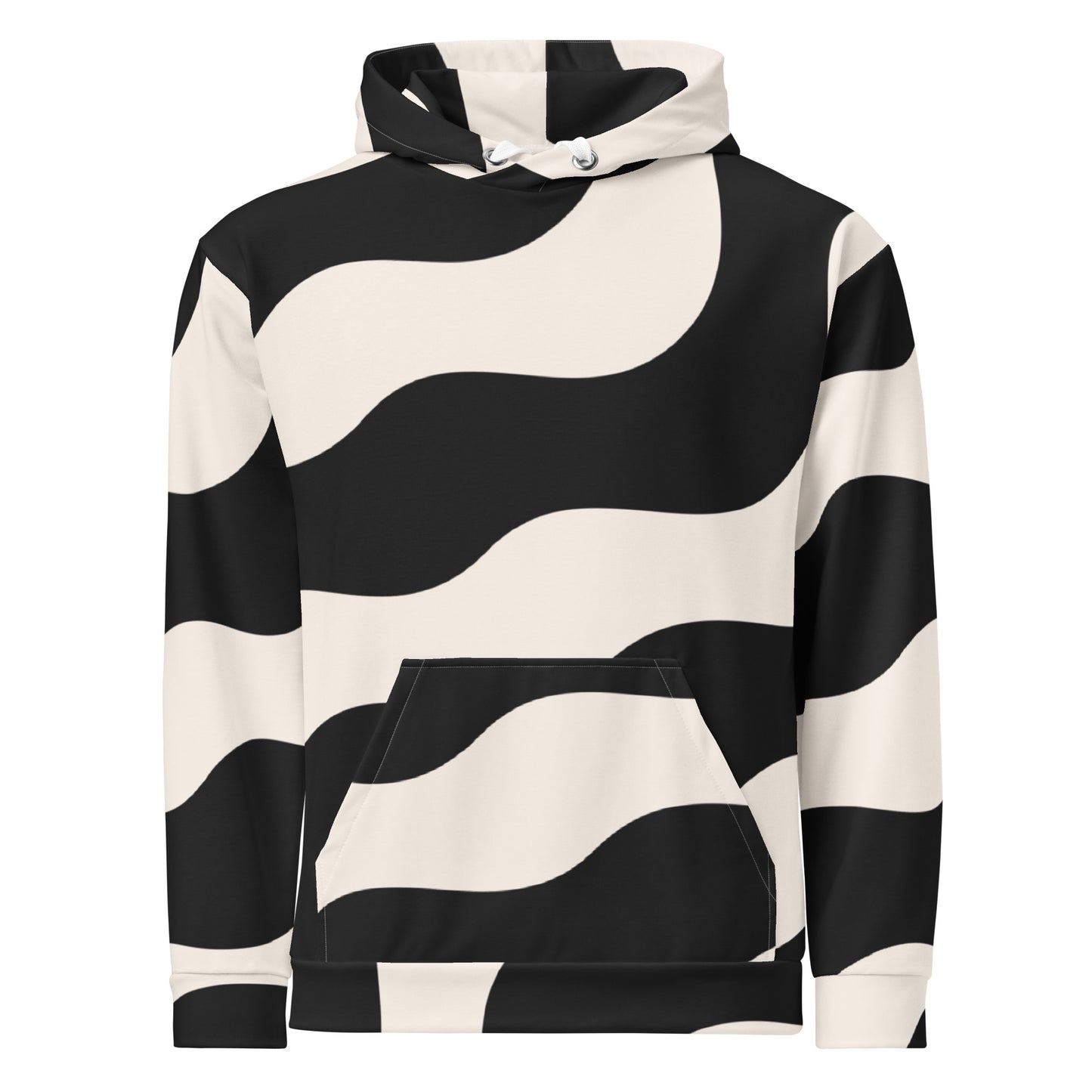 Sweat à capuche pour homme - Beige & Noir – Confort durable, matière recyclée – Graphique Minimaliste