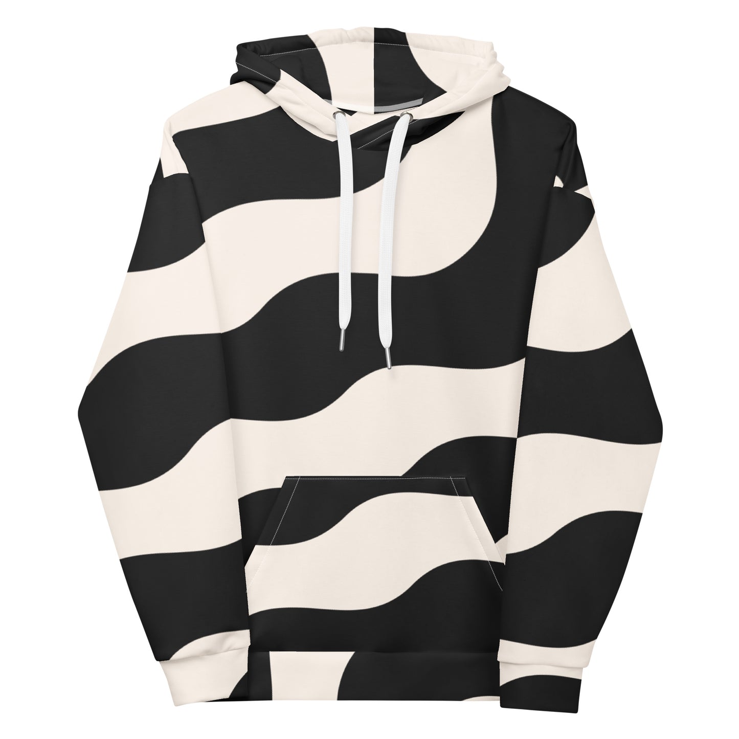 Sweat à capuche pour homme - Beige & Noir – Confort durable, matière recyclée – Graphique Minimaliste