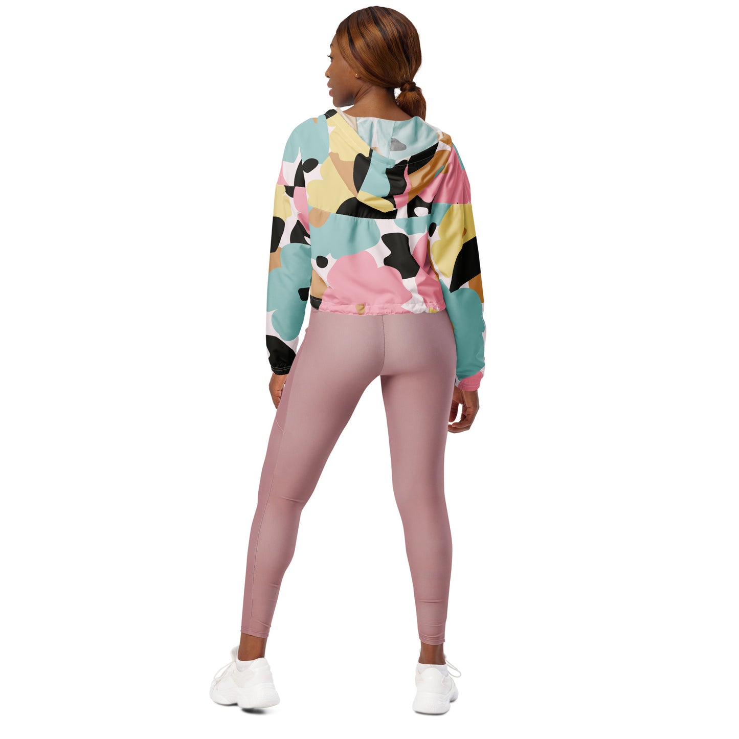 Veste coupe-vent pour femme courte - Fleuri Pastel – Crop top imperméable et respirant – Minimaliste