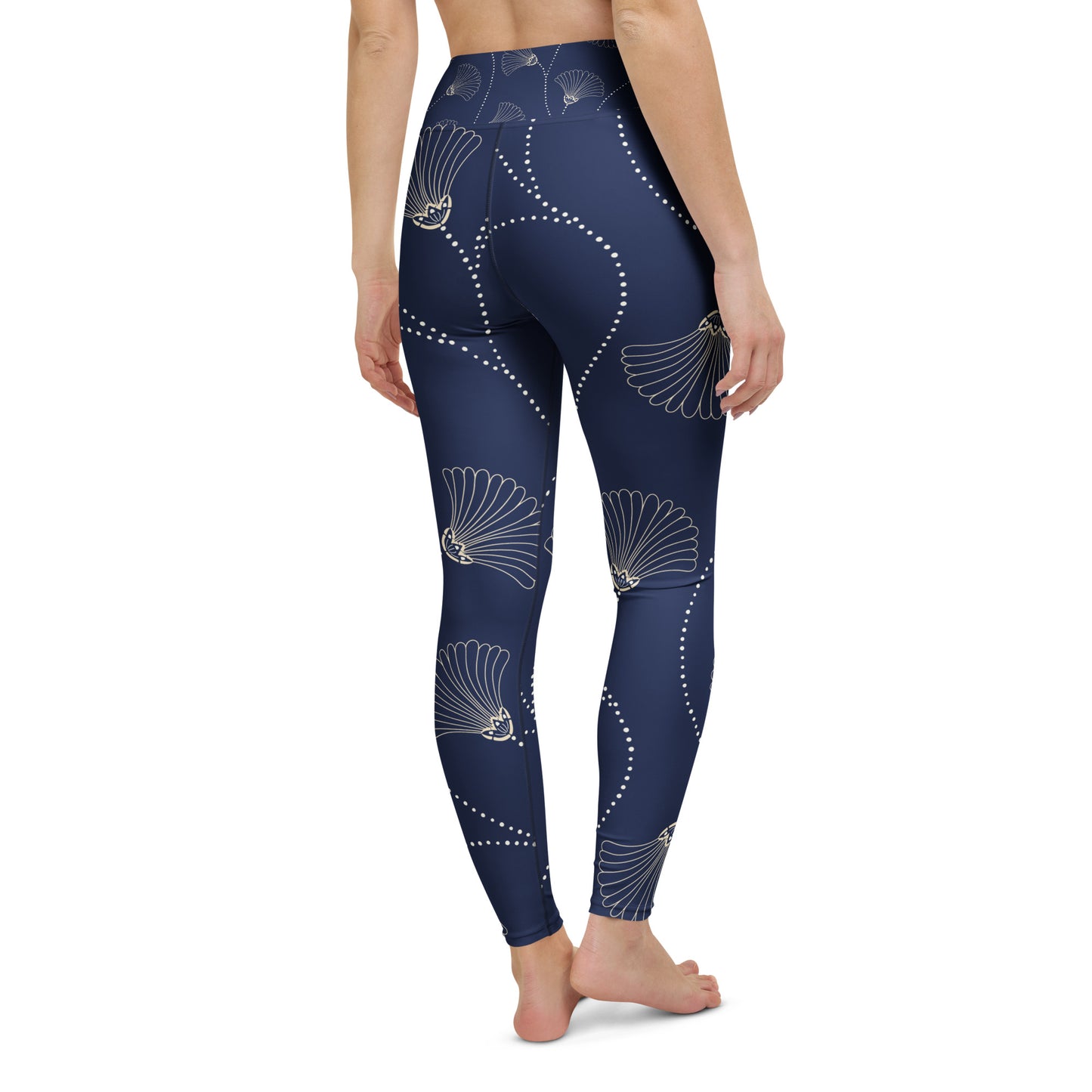 Legging de yoga pour femme – Bleu, Fleuri – Stretch, taille haute, séchage rapide – Minimaliste