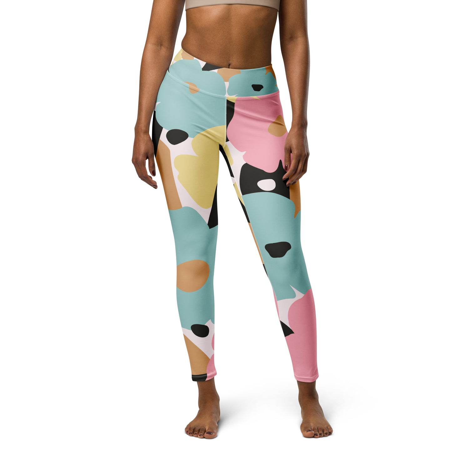Legging de yoga pour femme – Fleuri, Pastel – Stretch, taille haute, séchage rapide – Minimaliste