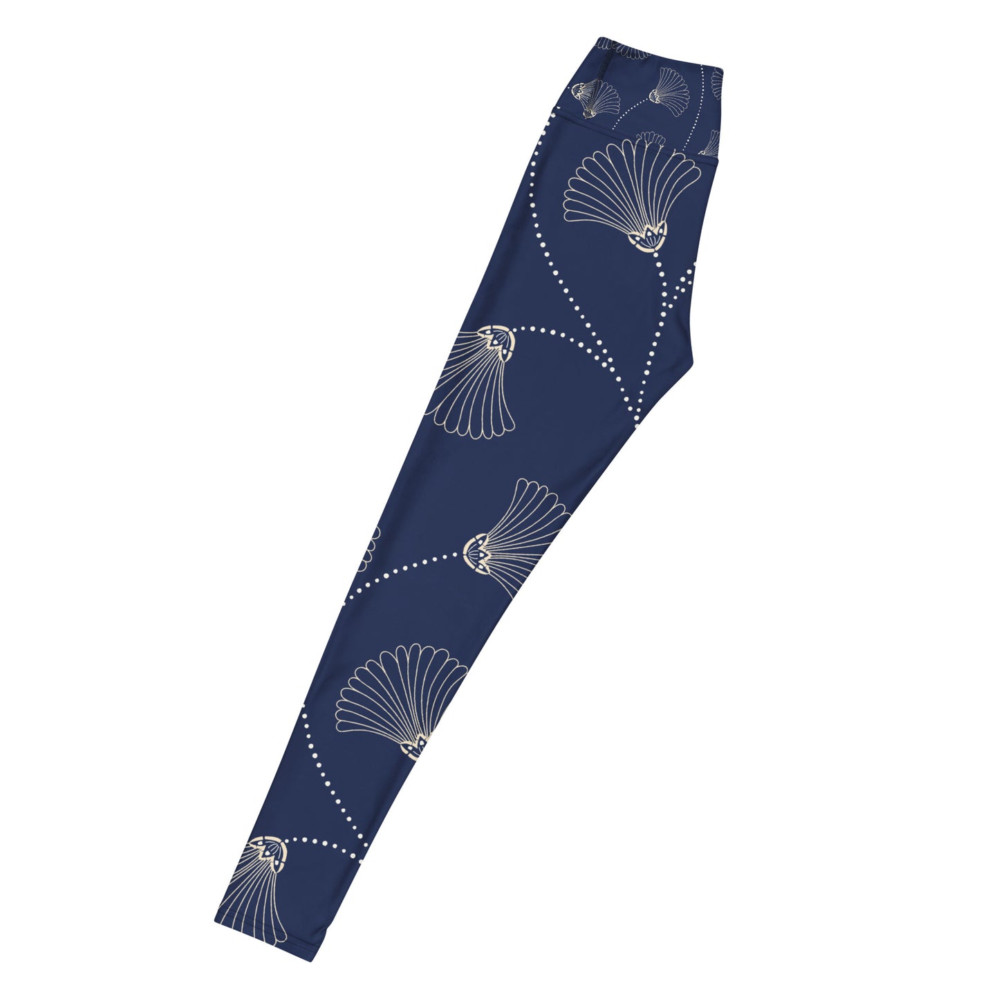 Legging de yoga pour femme – Bleu, Fleuri – Stretch, taille haute, séchage rapide – Minimaliste