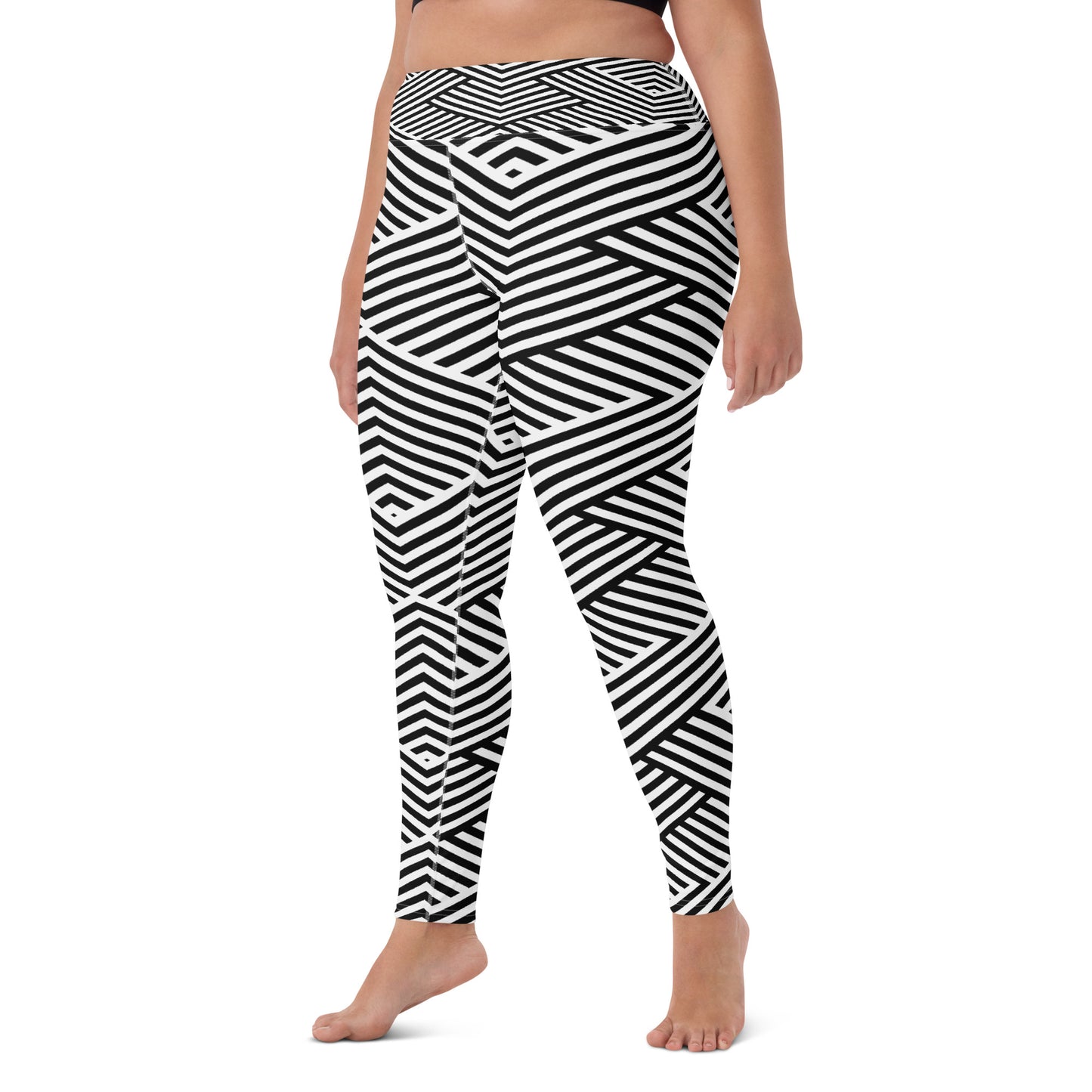 Legging de yoga pour femme – Blanc & Noir – Stretch, taille haute, séchage rapide – Graphique Minimaliste