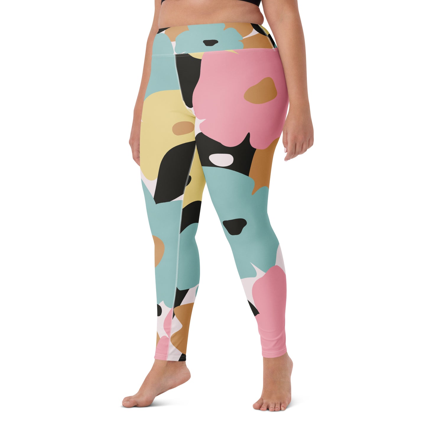 Legging de yoga pour femme – Fleuri, Pastel – Stretch, taille haute, séchage rapide – Minimaliste