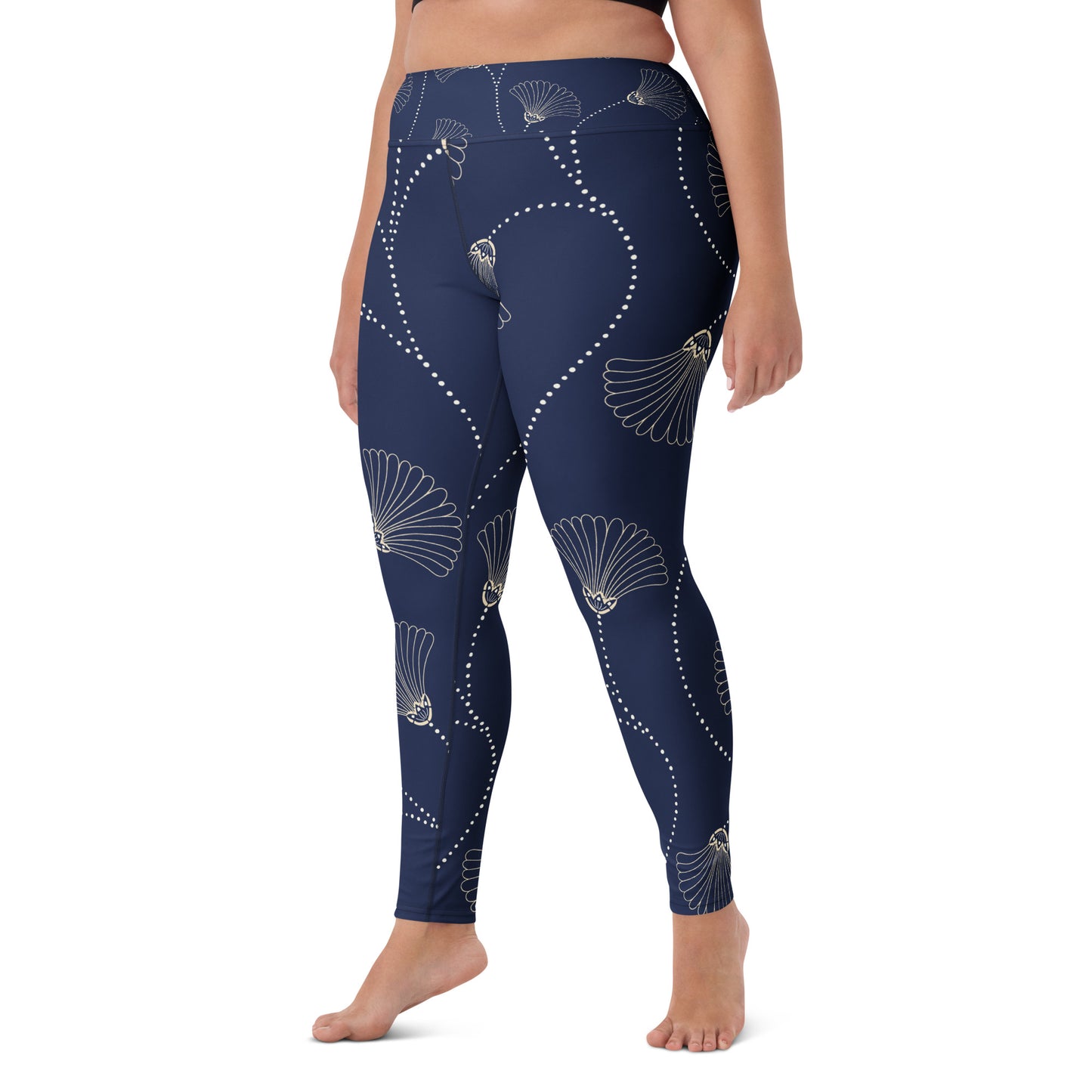Legging de yoga pour femme – Bleu, Fleuri – Stretch, taille haute, séchage rapide – Minimaliste