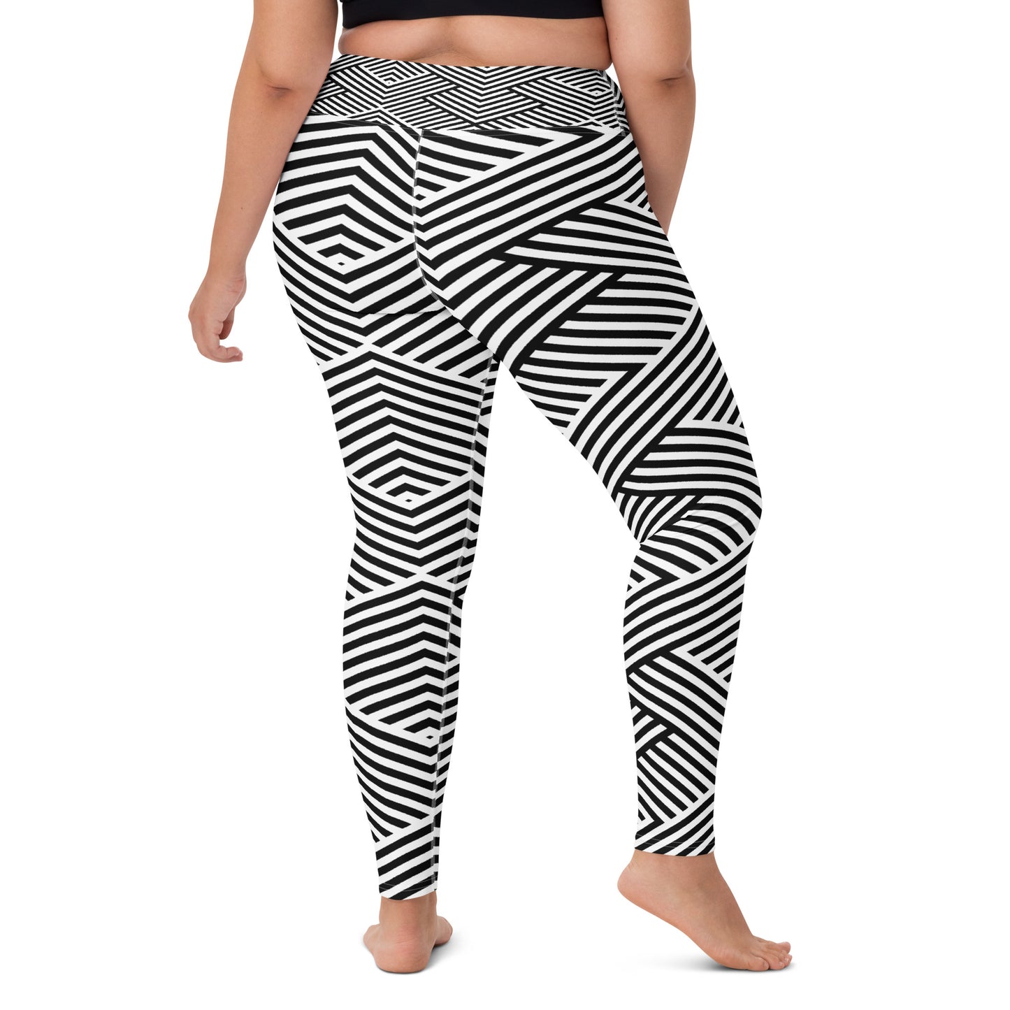 Legging de yoga pour femme – Blanc & Noir – Stretch, taille haute, séchage rapide – Graphique Minimaliste