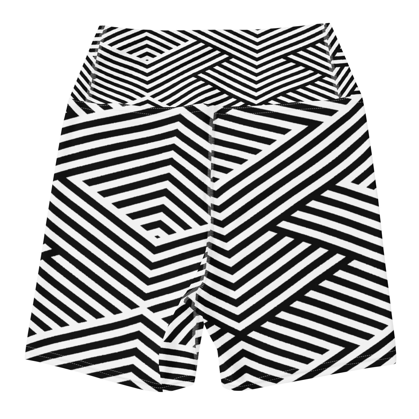 Short legging de yoga pour femme – Blanc & Noir – Stretch, taille haute, séchage rapide – Graphique