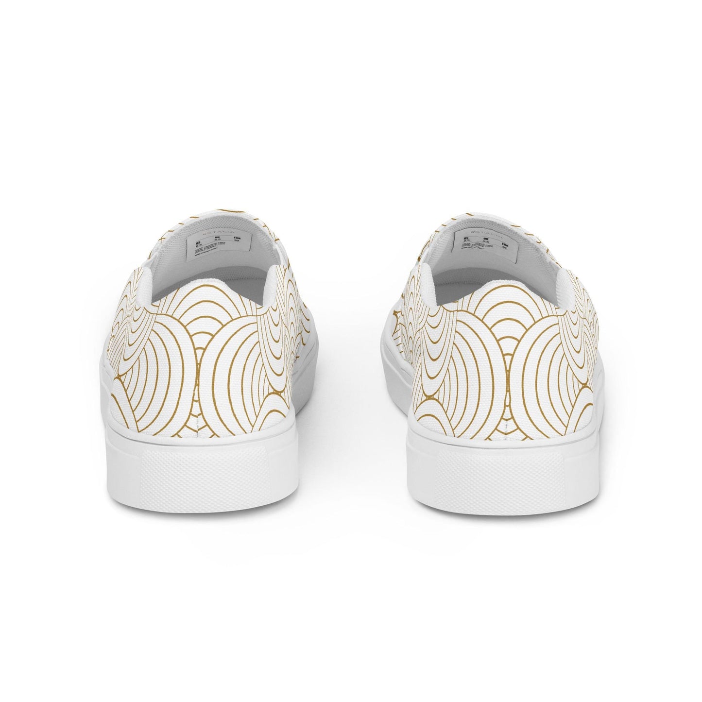 Tennis en toile pour femme - Blanc et Or – Sans lacets, légères et confortables – Graphique