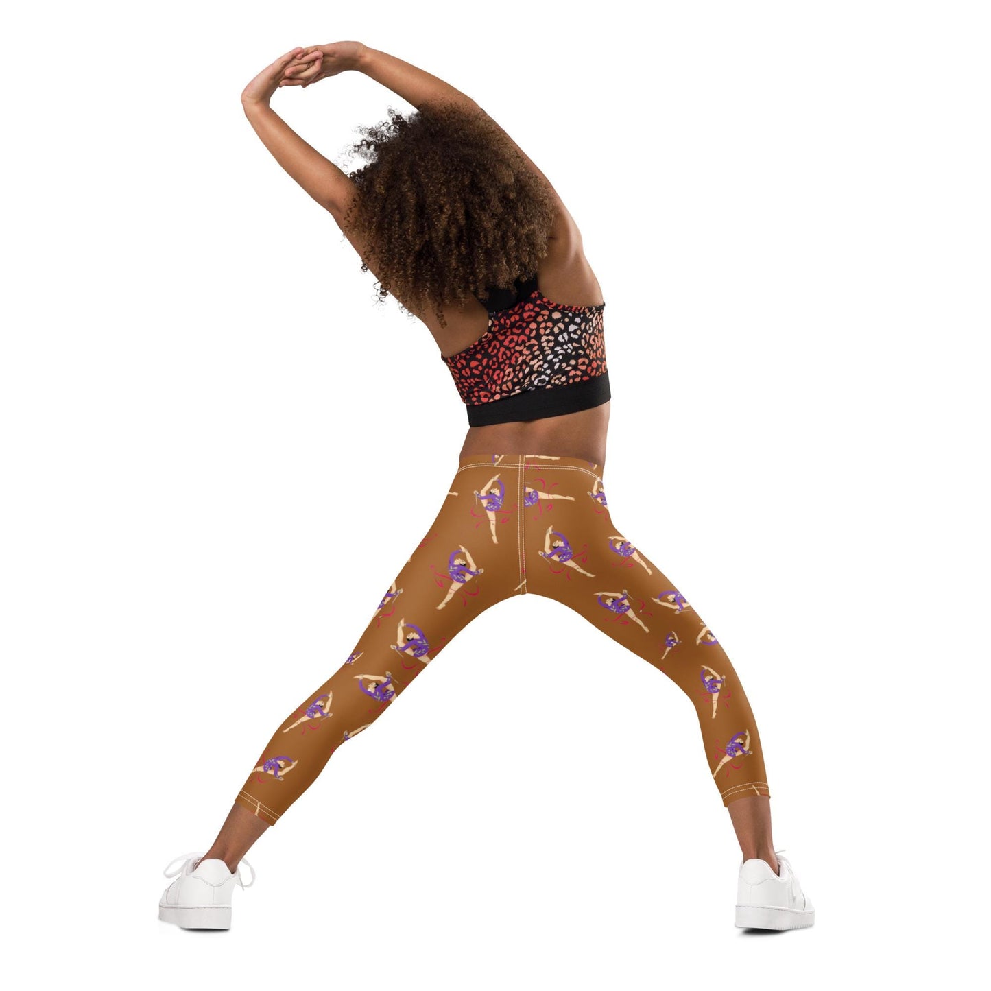Legging pour petite fille – Caramel – Doux, extensible, toutes saisons – Motif Gymnaste Danseuse