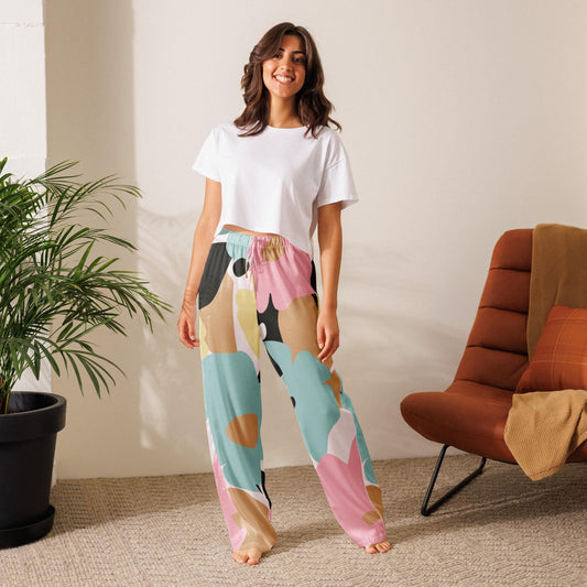 Pantalon de pyjama pour femme - Fleuri, Pastel – Taille haute, doux et confortable – Minimaliste