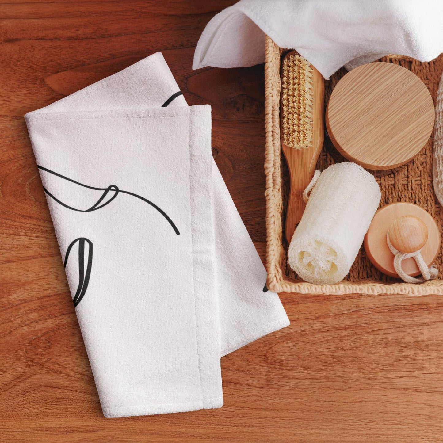 Essuie main en coton – Tissu doux, Absorbant, Personnalisable – Cuisine, Salle de bain, Cadeau Unique - Design Minimaliste Calligraphie