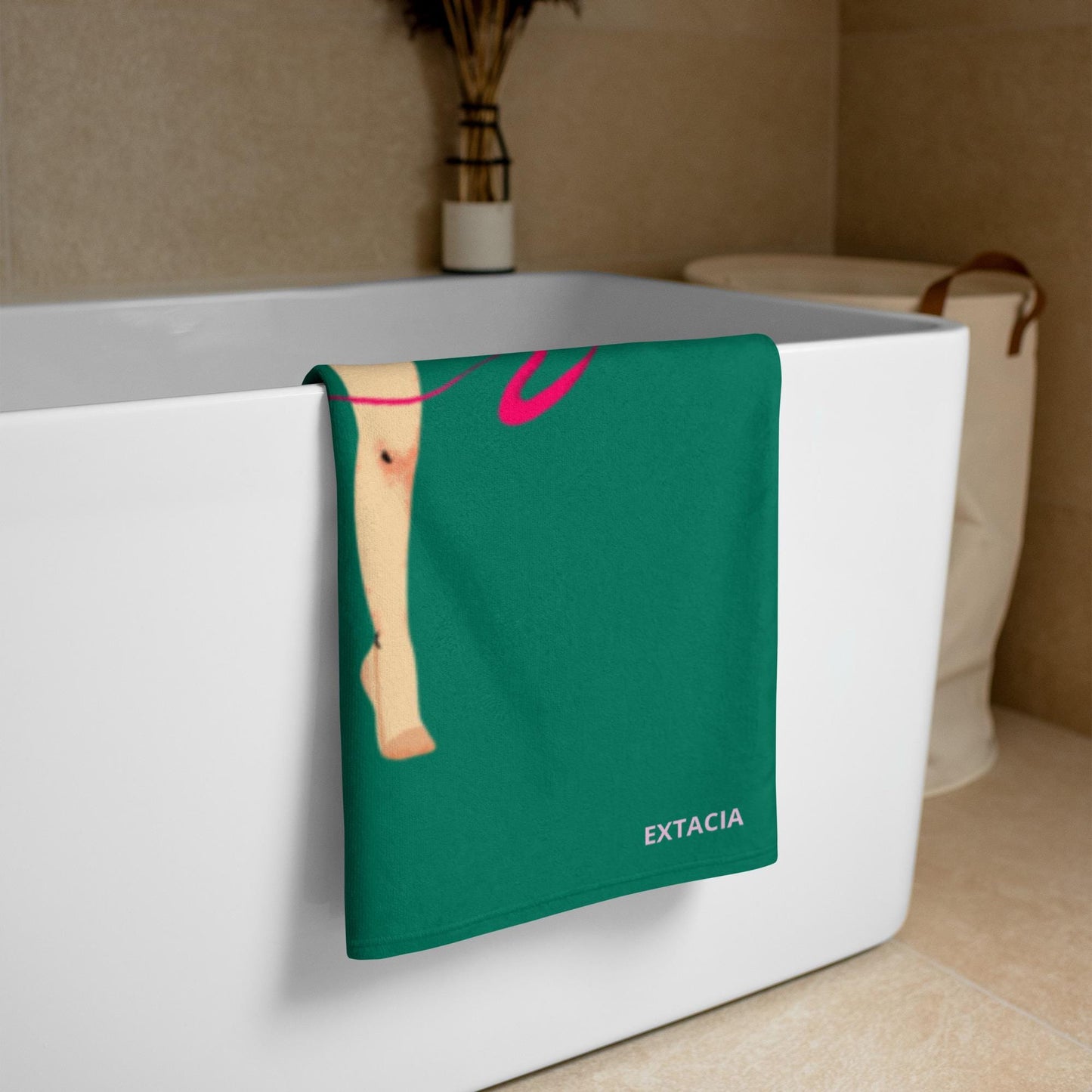 Serviette de Bain et de Plage en Coton - Douce Absorbante Compacte - Sport, Piscine surf - cadeau, anniversaire - Design Danseuse, Gymnaste
