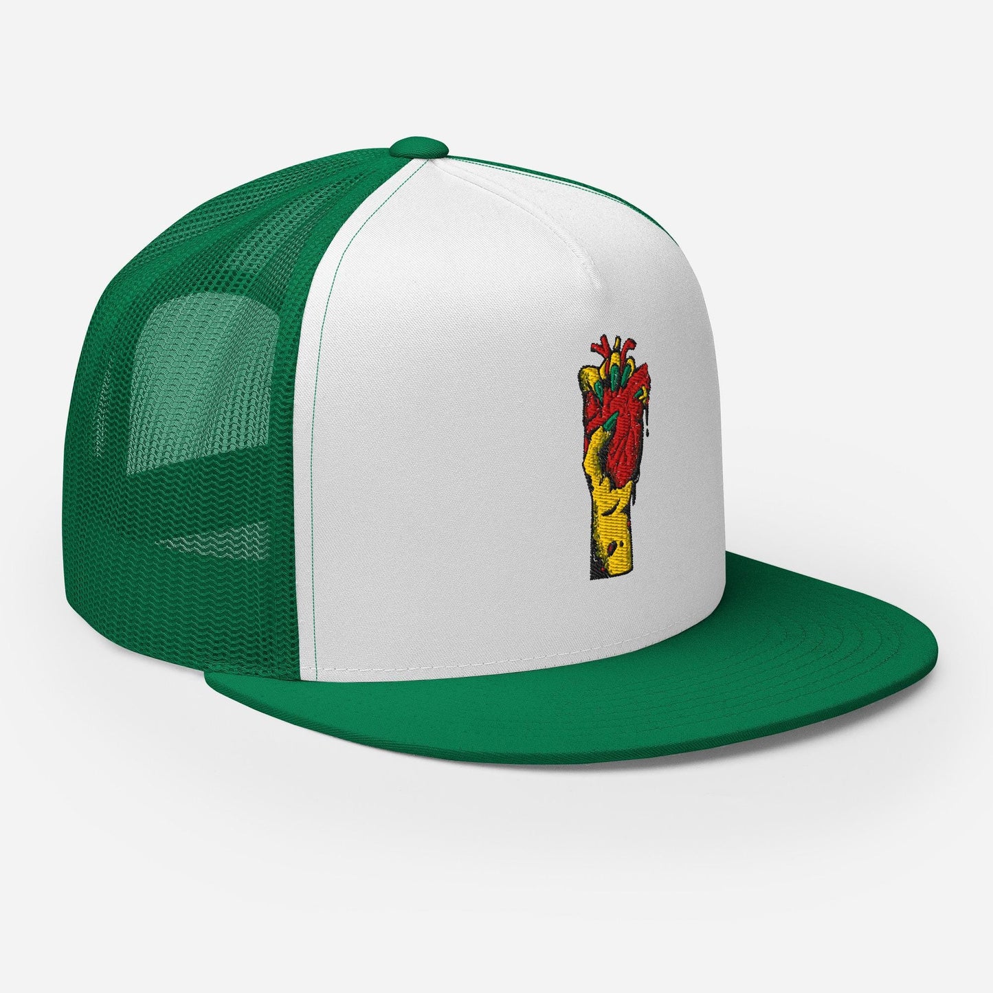 Casquette Trucker Minimaliste en Coton avec Motif Brodé, dos en maille – Unisexe - filet respirant, Style rétro, design "Coeur déjà pris"