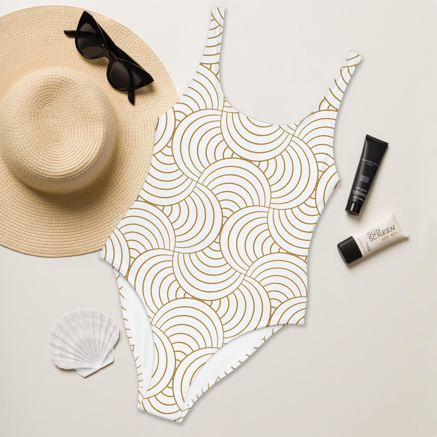 Maillot de Bain une Pièce pour Femme – Élégant et Confortable - Plage, Piscine, Vacances, bain, surf - Cadeau - Design Minimaliste Graphique