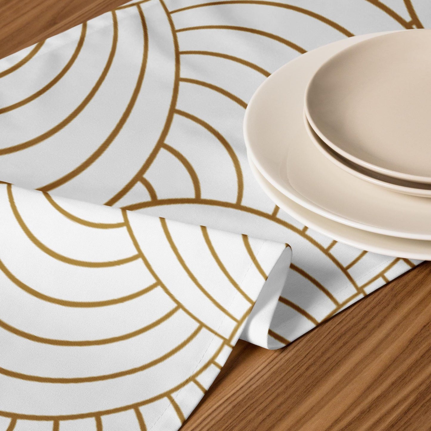 Chemin de table imprimé déco moderne - tissu résistant lavable - accessoire élégant pour table salle à manger ou buffet - décoration maison