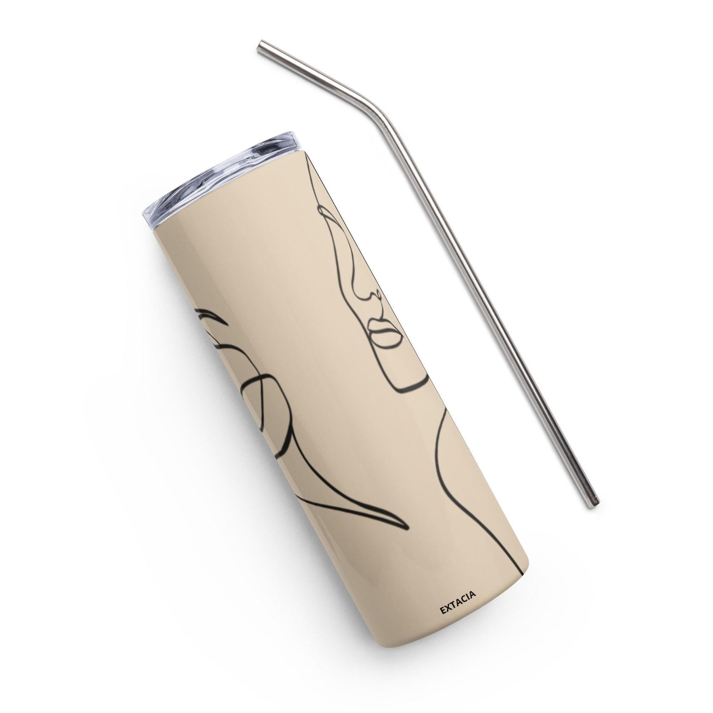 Mug isotherme inox - Gobelet en Acier Inoxydable – Mug de Voyage Durable Étanche Élégant - thermos gourde - Design Minimaliste, Calligraphie