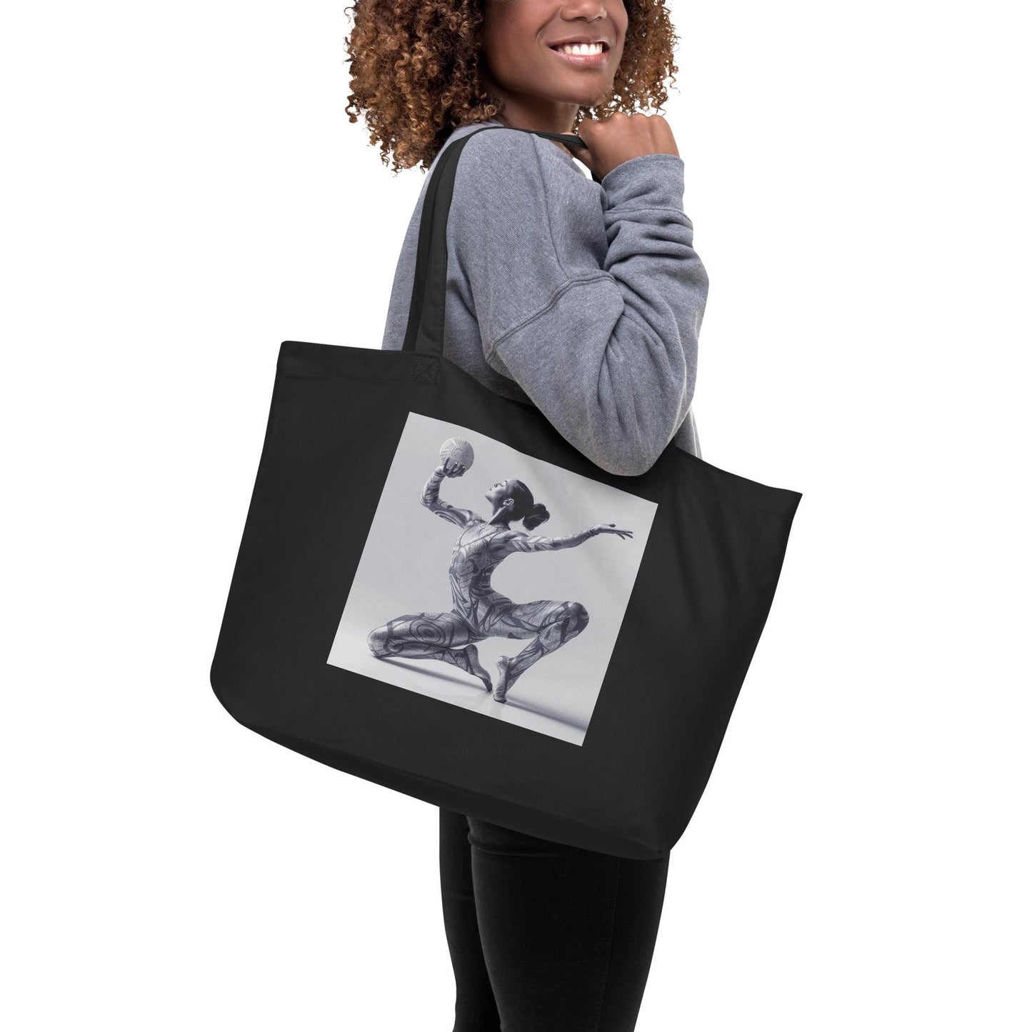 Grand Cabas en toile 100% Coton Biologique - Personnalisable – Gymnaste, Danseuse - Grand Tote Bag éco responsable, cadeau pratique, durable