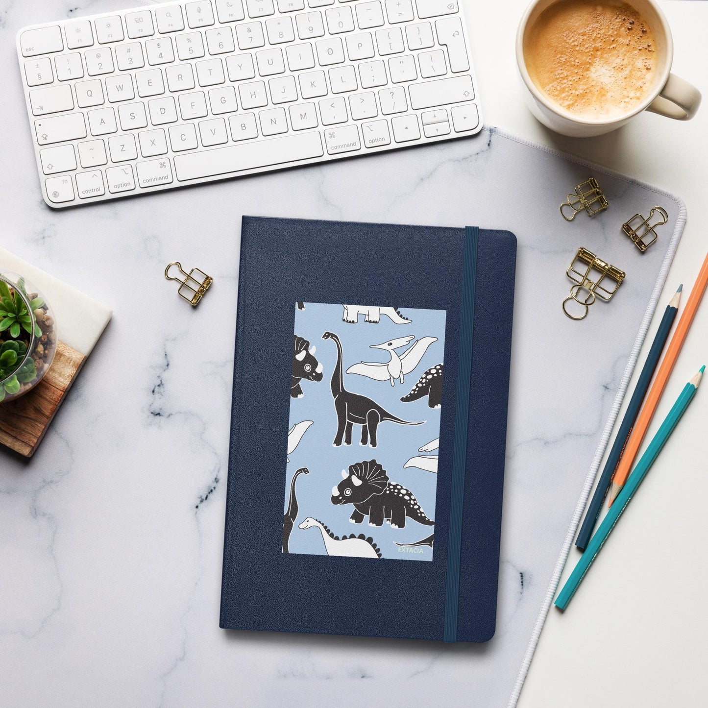 Carnet Journal à Couverture Rigide avec illustration artistique "Dinosaure" - Notebook pour écriture dessin organisation, papeterie - cadeau