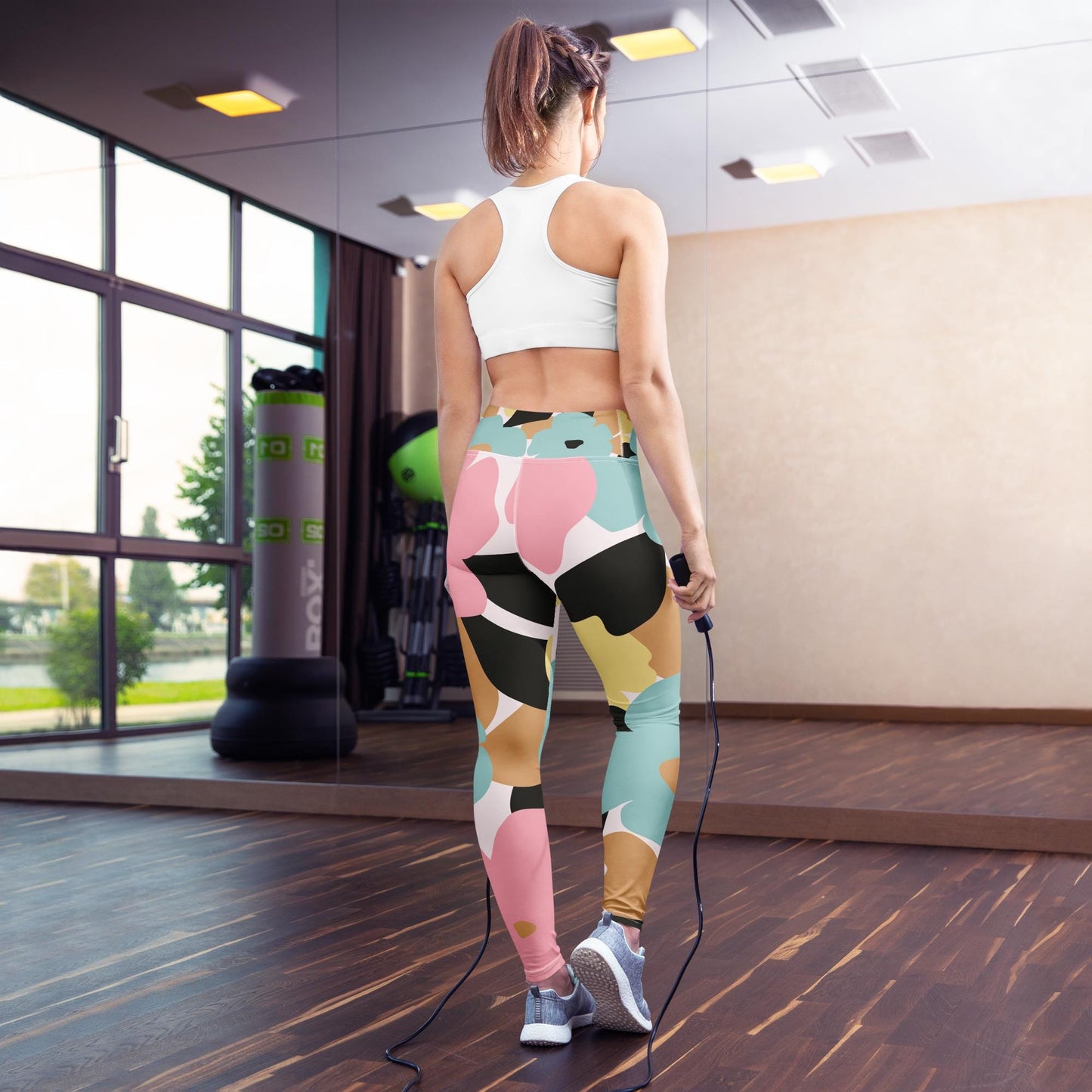 Legging de yoga pour femme – Fleuri, Pastel – Stretch, taille haute, séchage rapide – Minimaliste