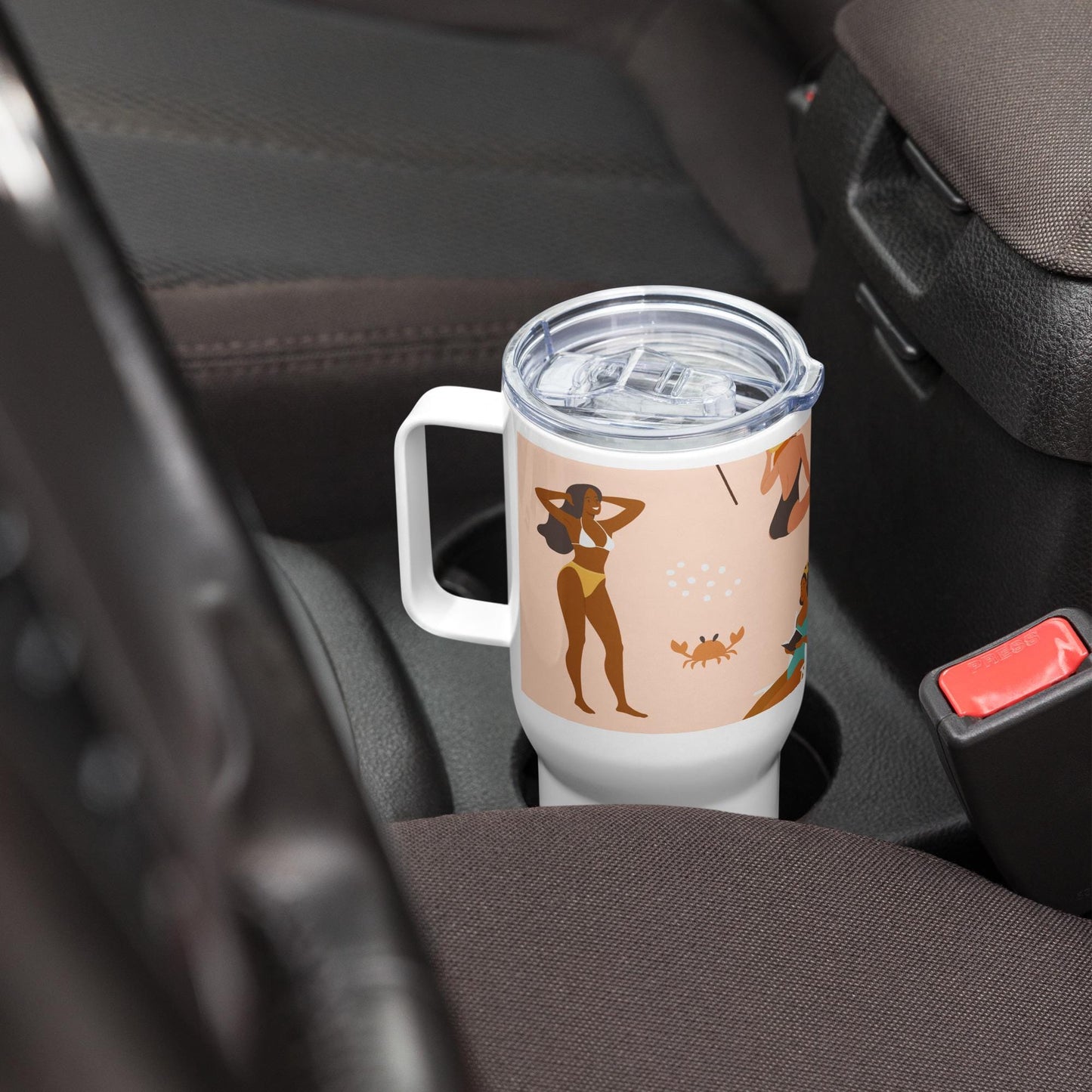 Mug Isotherme Inox - Mug de Voyage Isotherme Acier Inoxydable avec Anse – Design des Silhouettes des Femmes Plage - THERMOS, gobelet Étanche