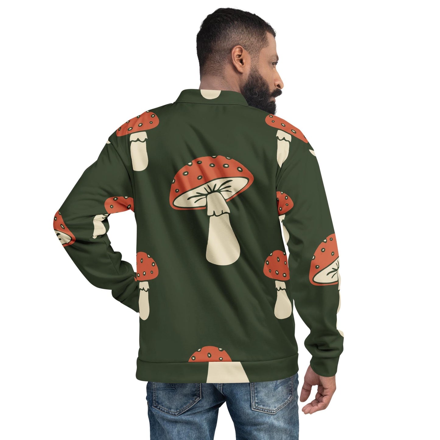 Veste bombardier pour homme - Vert Champignon – Zippée, doublure polaire brossée – Minimaliste