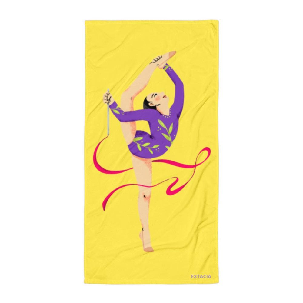 Serviette de Bain et de Plage en Coton - Douce Absorbante Compacte - Sport, Piscine surf - cadeau, anniversaire - Design Danseuse, Gymnaste