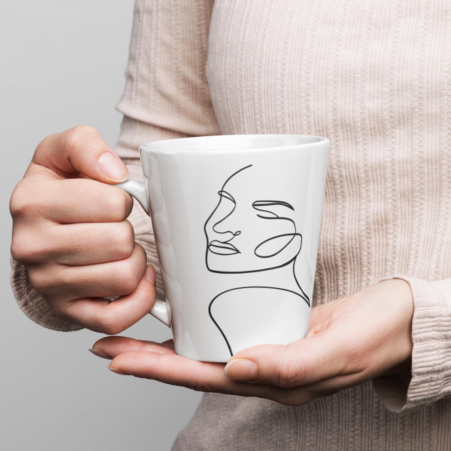 Mug à café en Céramique Blanche - Tasse 12 oz - Élégante, Ergonomique – Bureau, Cuisine, Maison, Cadeau - Design minimaliste Calligraphie