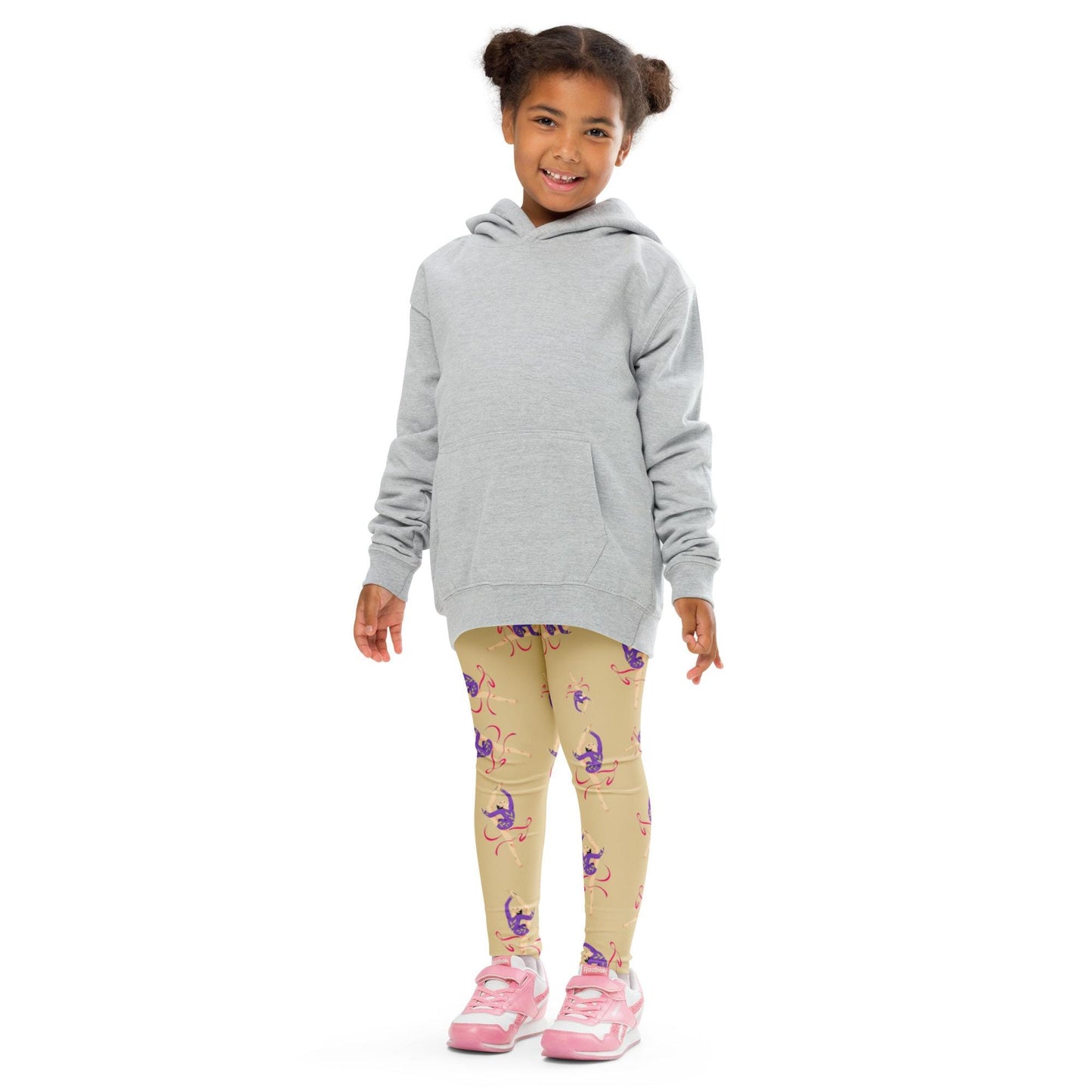 Legging pour petite fille – Jaune Citron – Doux, extensible, toutes saisons – Motif Gymnaste Danseuse