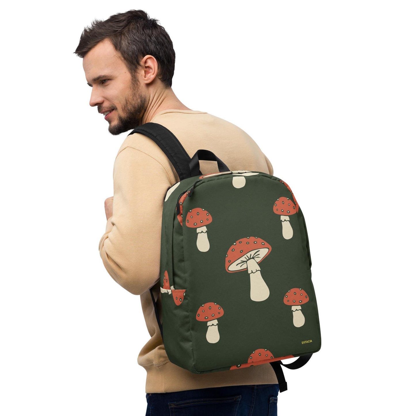 Sac à dos minimaliste - Léger, Spacieux et Résistant - design minimaliste - Voyages, École, Sport, Ordinateur Design Minimaliste Champignons