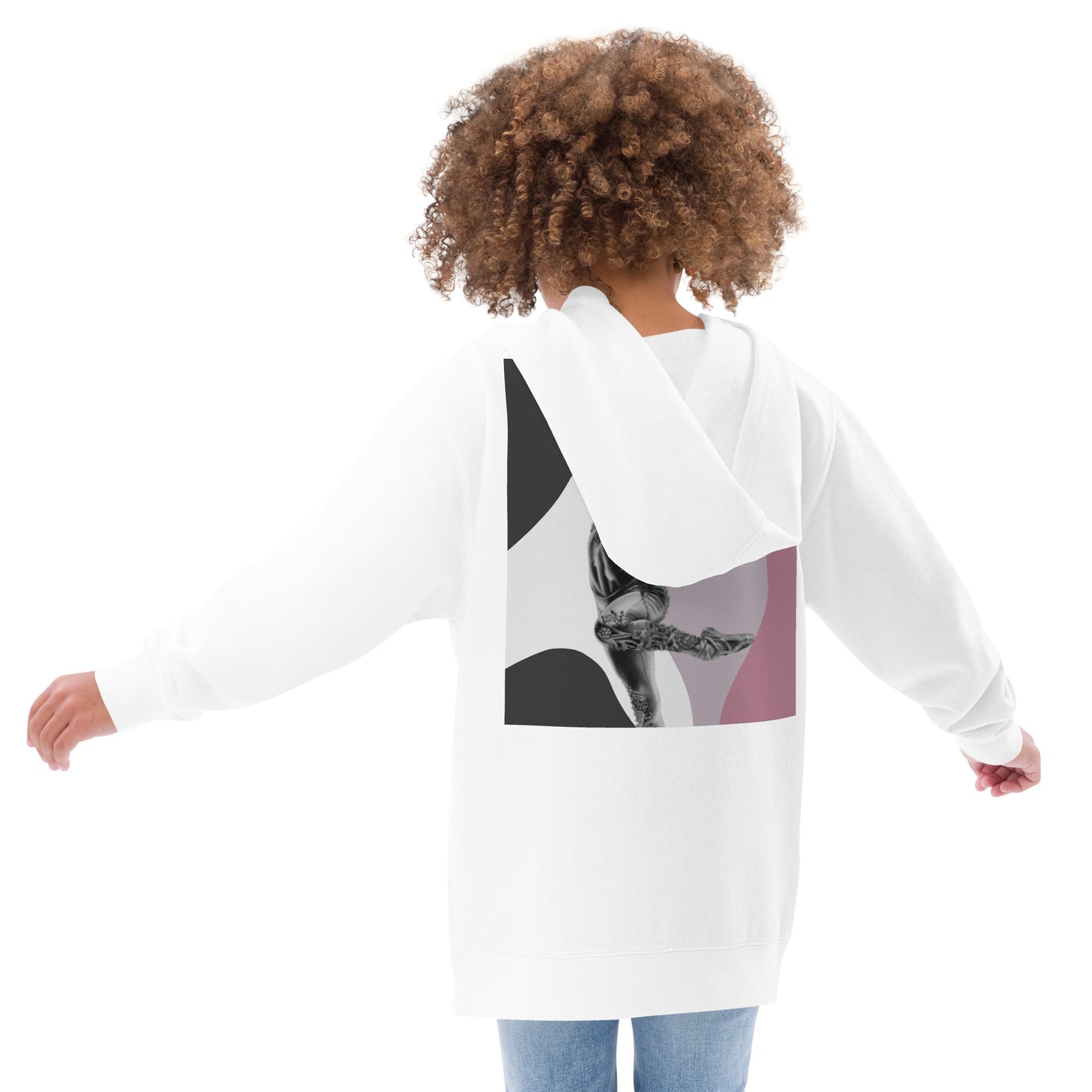 Sweat à capuche pour petite fille – Jeux de Gris & Rose – Coton-mélange, motif imprimé, pull chaud & doux – Motif Gymnaste Danseuse