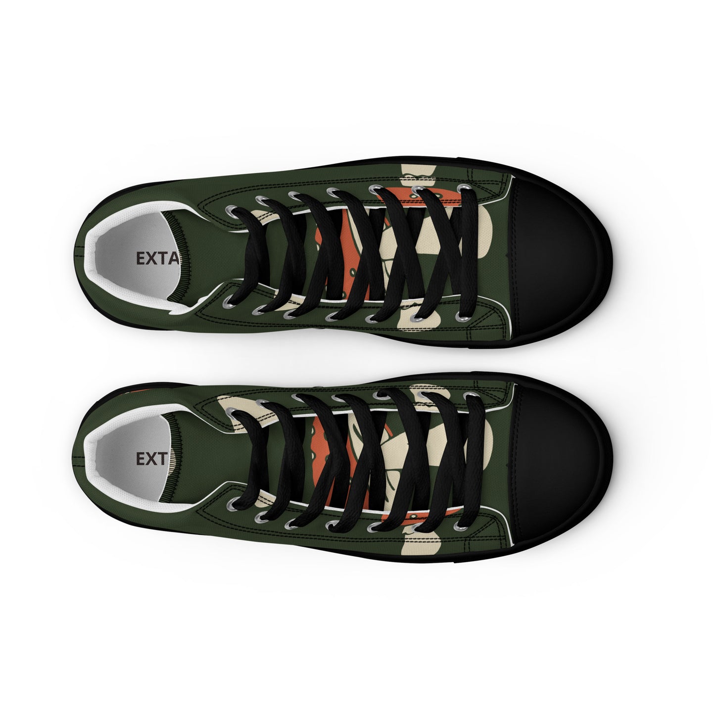 Baskets montantes en toile homme - Vert, imprimé – À lacets, légères et confortables – Minimaliste