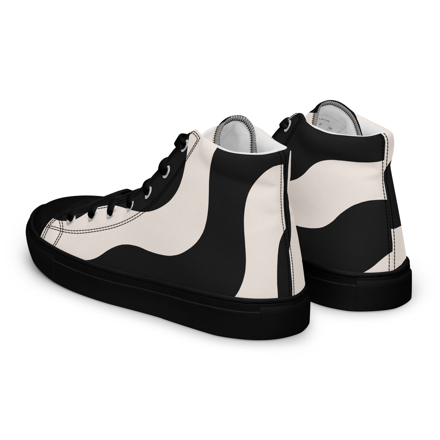 Baskets montantes en toile homme - Beige et Noir – À lacets, légères et confortables – Graphique