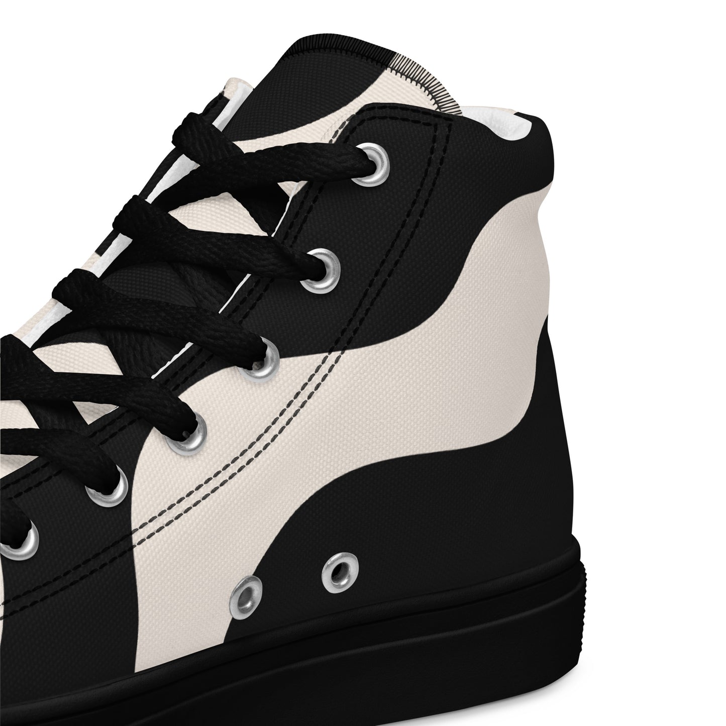 Baskets montantes en toile homme - Beige et Noir – À lacets, légères et confortables – Graphique