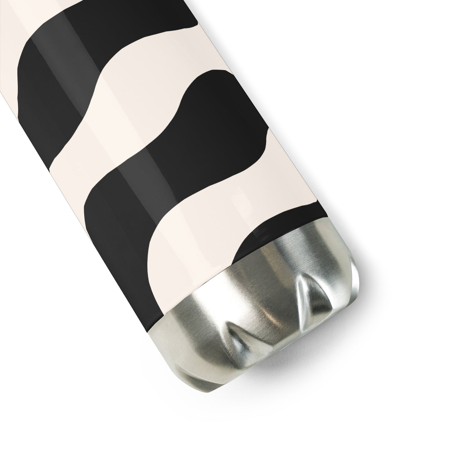 Gourde Inox - Beige & Noir – Bouteille Étanche, isotherme, durable en acier inoxydable – Graphique