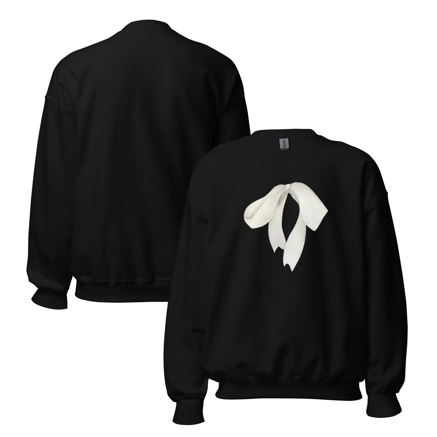 Sweat à col rond pour femme – mélange coton/polyester – motif imprimé "Petit Noeud" Minimaliste