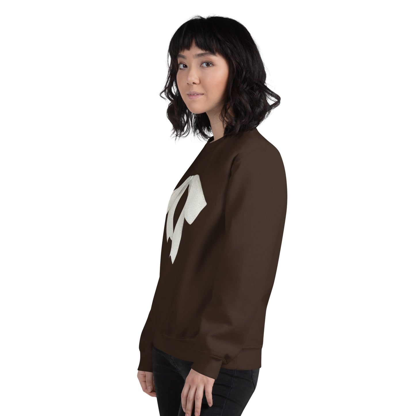 Sweat à col rond pour femme – mélange coton/polyester – motif imprimé "Petit Noeud" Minimaliste