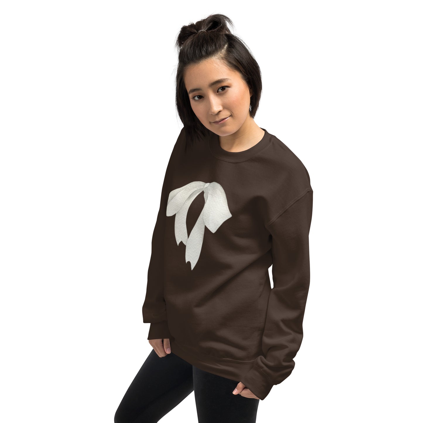 Sweat à col rond pour femme – mélange coton/polyester – motif imprimé "Petit Noeud" Minimaliste