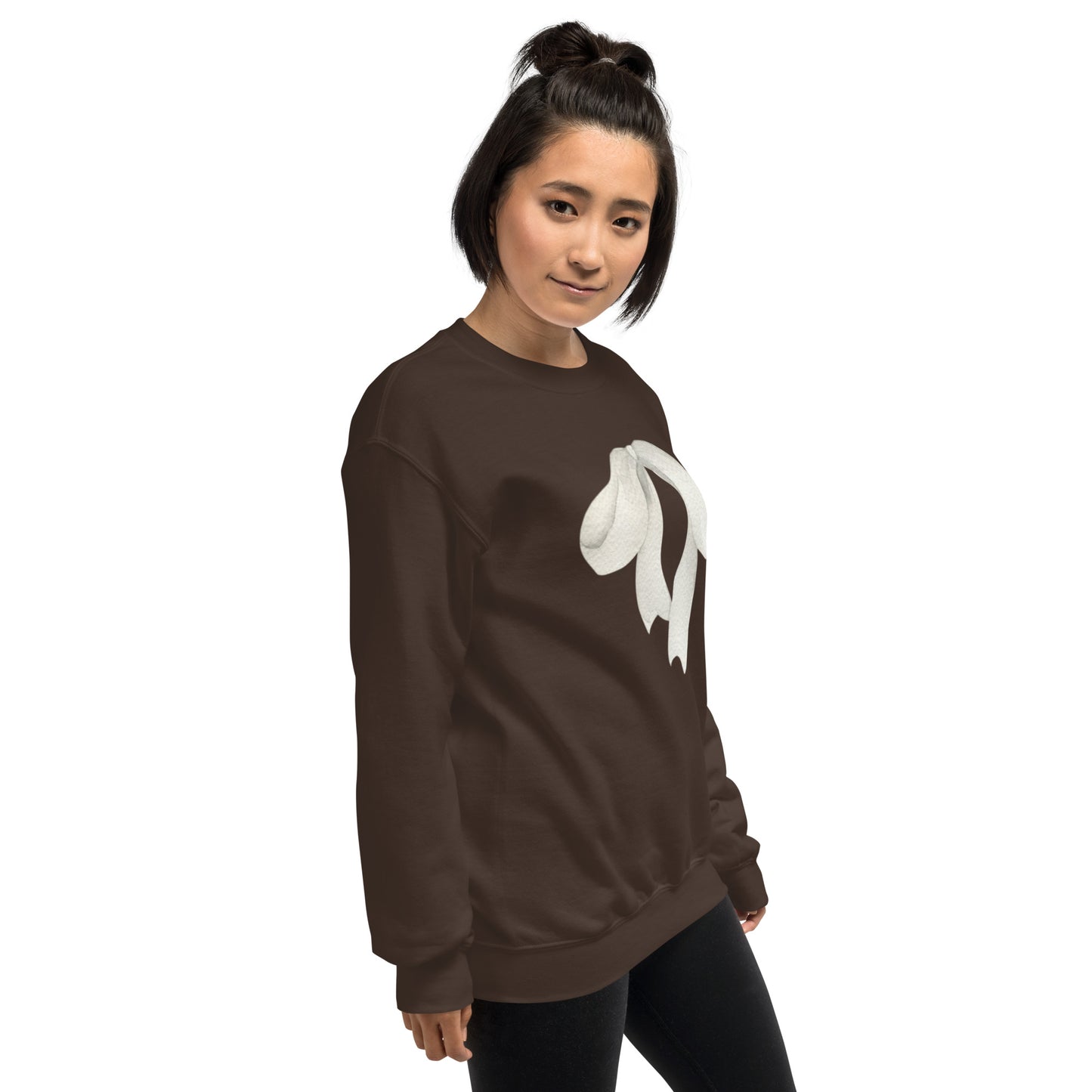 Sweat à col rond pour femme – mélange coton/polyester – motif imprimé "Petit Noeud" Minimaliste