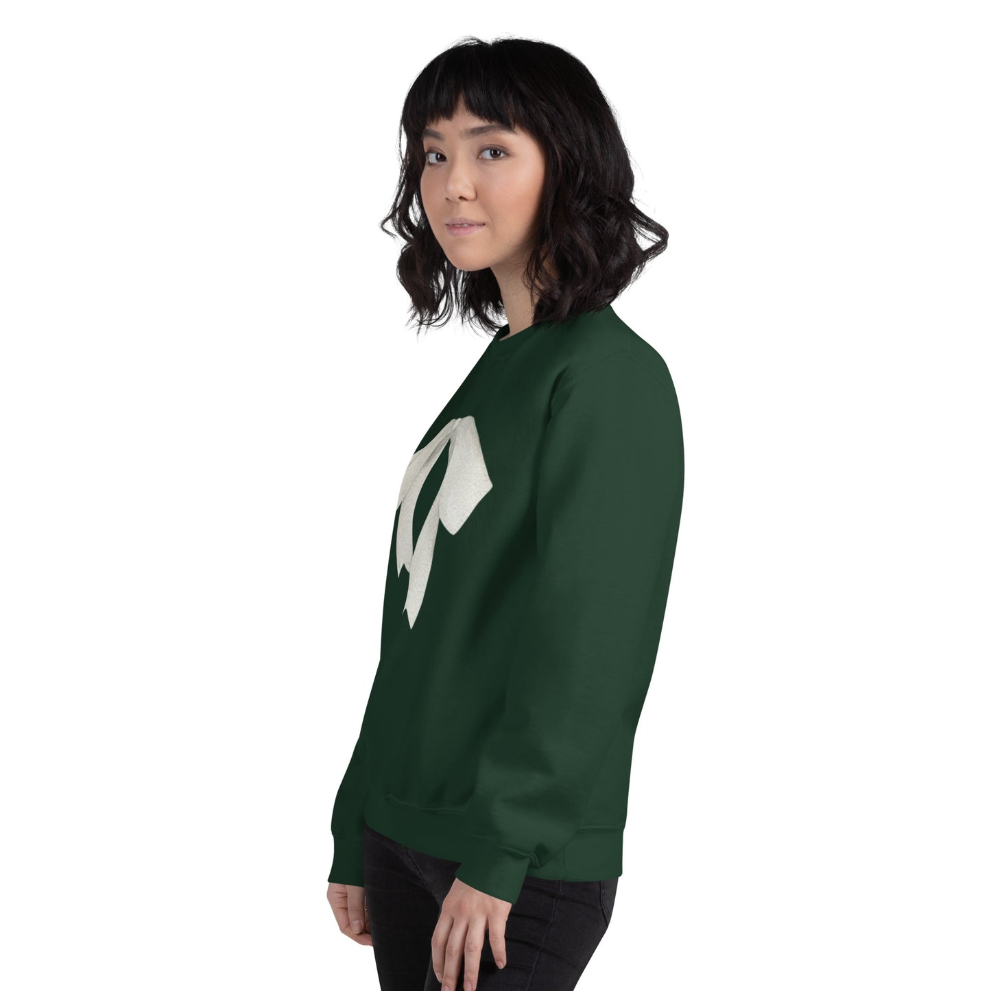 Sweat à col rond pour femme – mélange coton/polyester – motif imprimé "Petit Noeud" Minimaliste