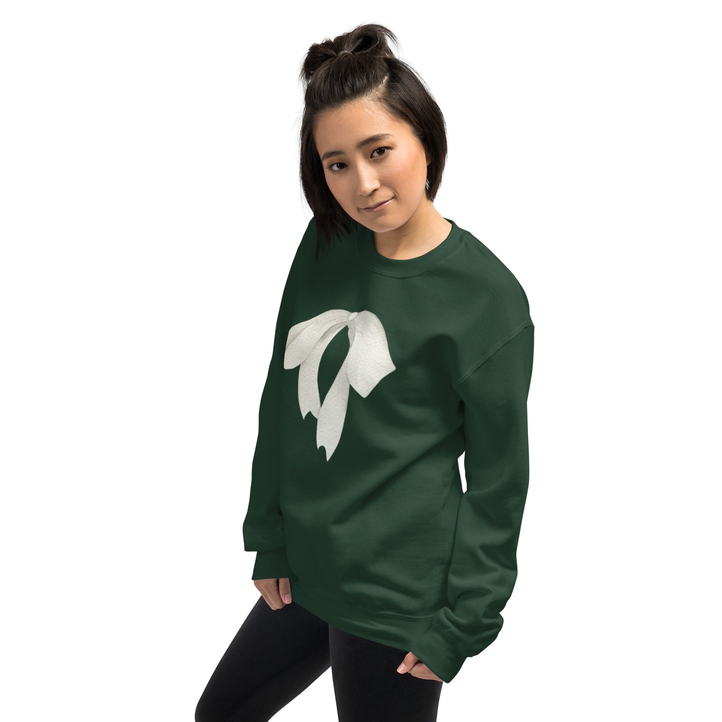 Sweat à col rond pour femme – mélange coton/polyester – motif imprimé "Petit Noeud" Minimaliste