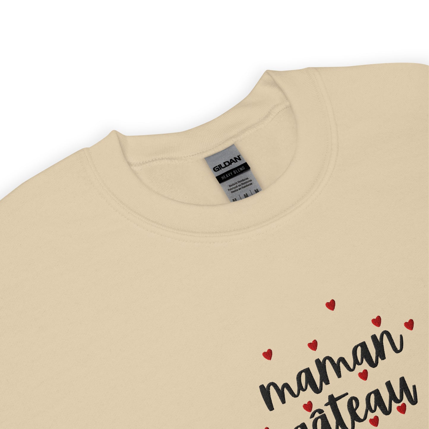 Sweat à col rond pour femme – mélange coton/polyester –  motif brodé "Maman Gâteau"