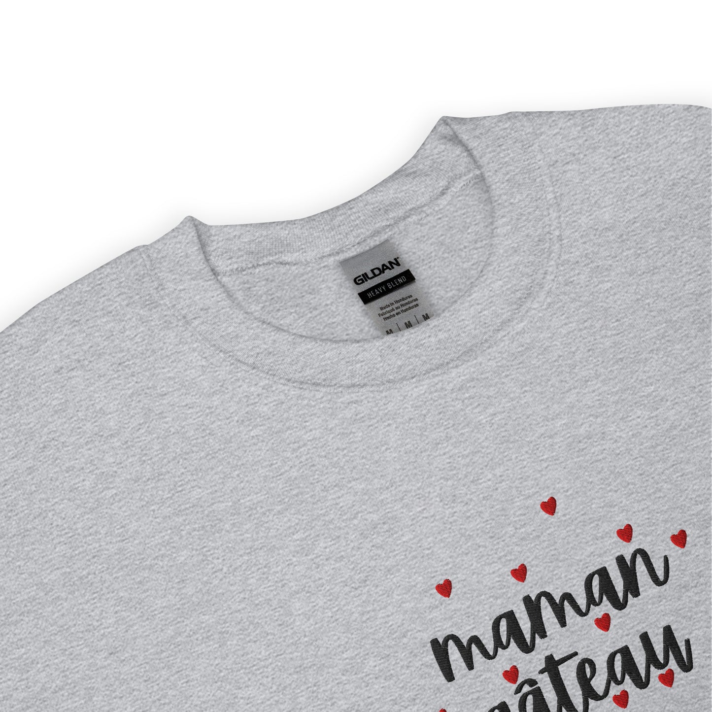 Sweat à col rond pour femme – mélange coton/polyester –  motif brodé "Maman Gâteau"