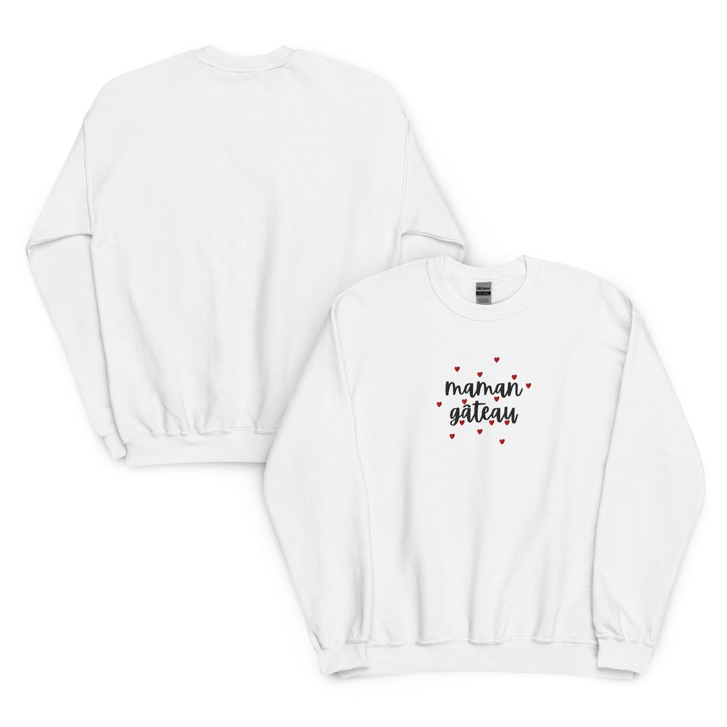 Sweat à col rond pour femme – mélange coton/polyester –  motif brodé "Maman Gâteau"