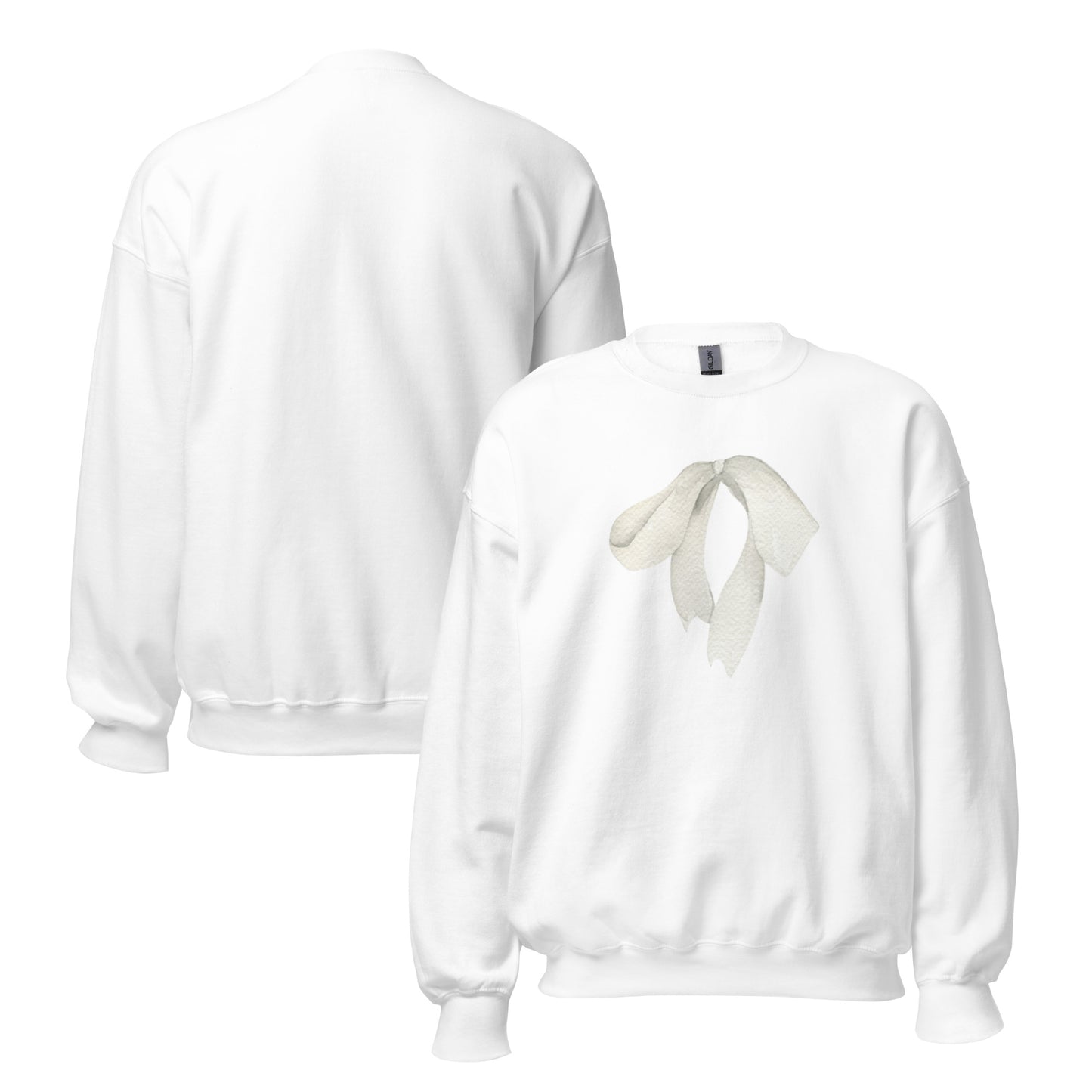 Sweat à col rond pour femme – mélange coton/polyester – motif imprimé "Petit Noeud" Minimaliste