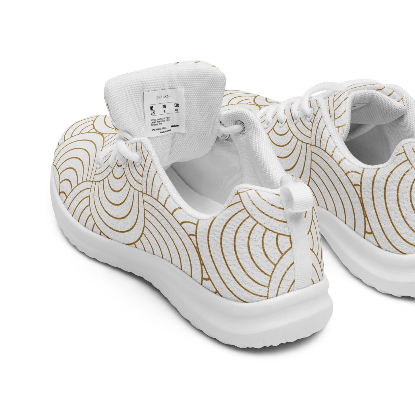 Chaussures de sport pour femme - Blanc et Or – Tennis en toile légères et confortables – Graphique